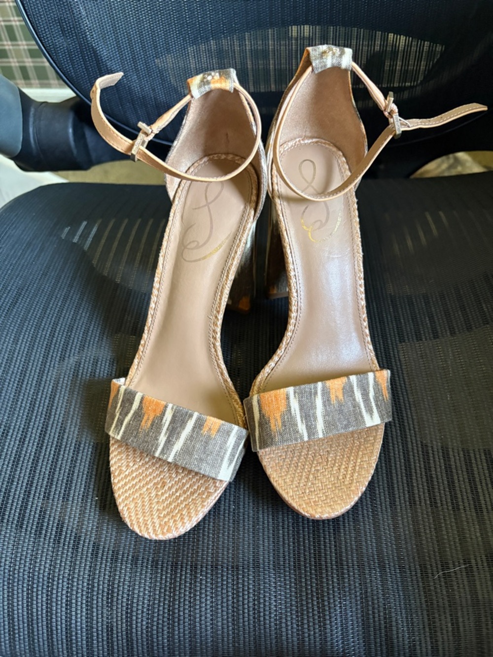 Sam Edelman Women’s Ankle Strap Heeled Sandals - Neutral Multi